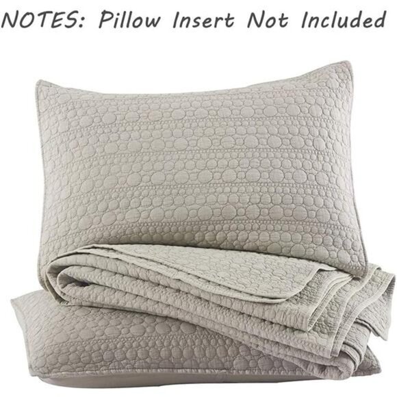 HOME Quilt Set King Size Beige, Classic Geometric Spots Stitched Pattern - Picture 6 of 7